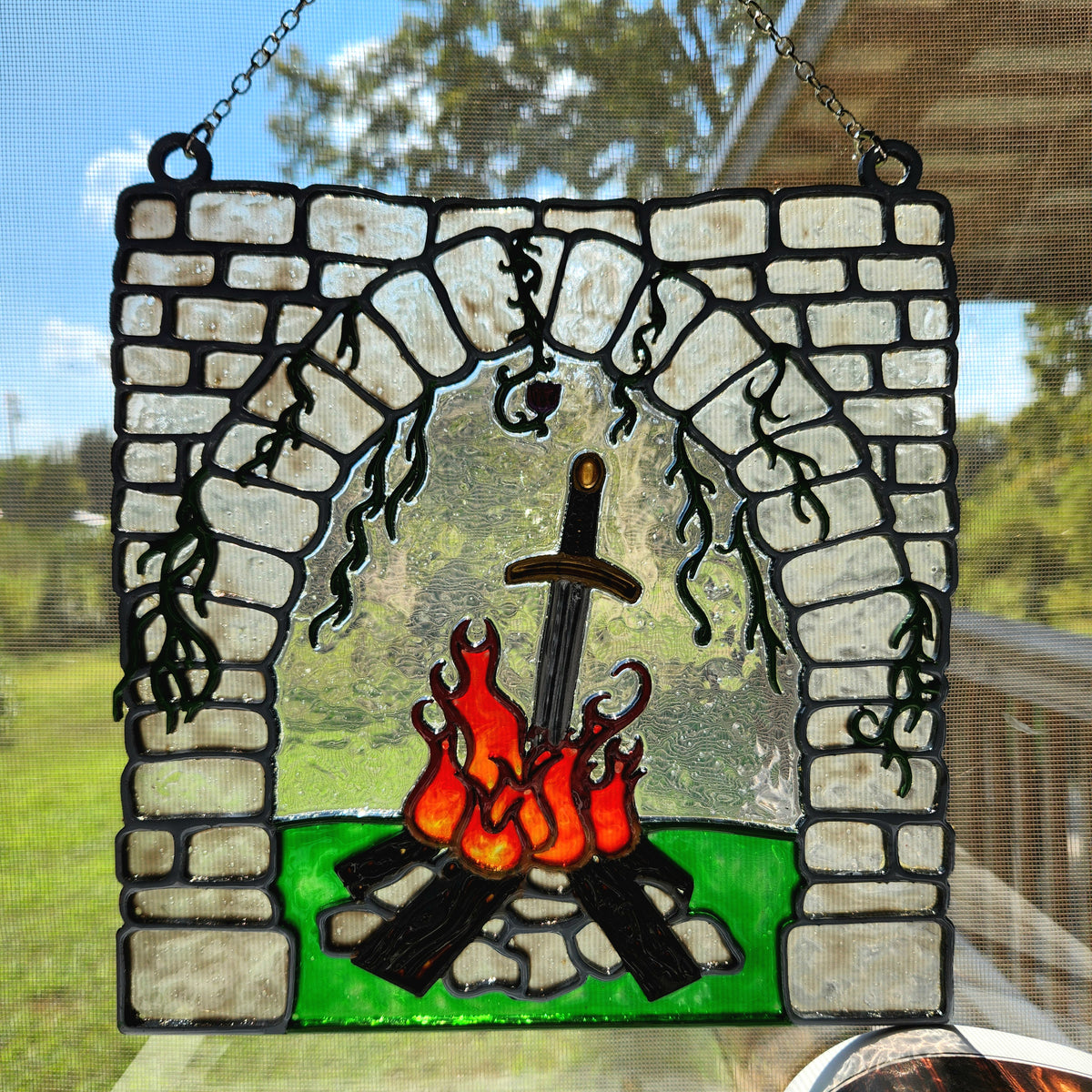 Bonfire: 9" Hand-Painted Acrylic Suncatcher