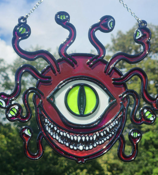 The Observer: 9 3/4" x 8 3/4" Hand-Painted Vitrail Acrylic Suncatcher