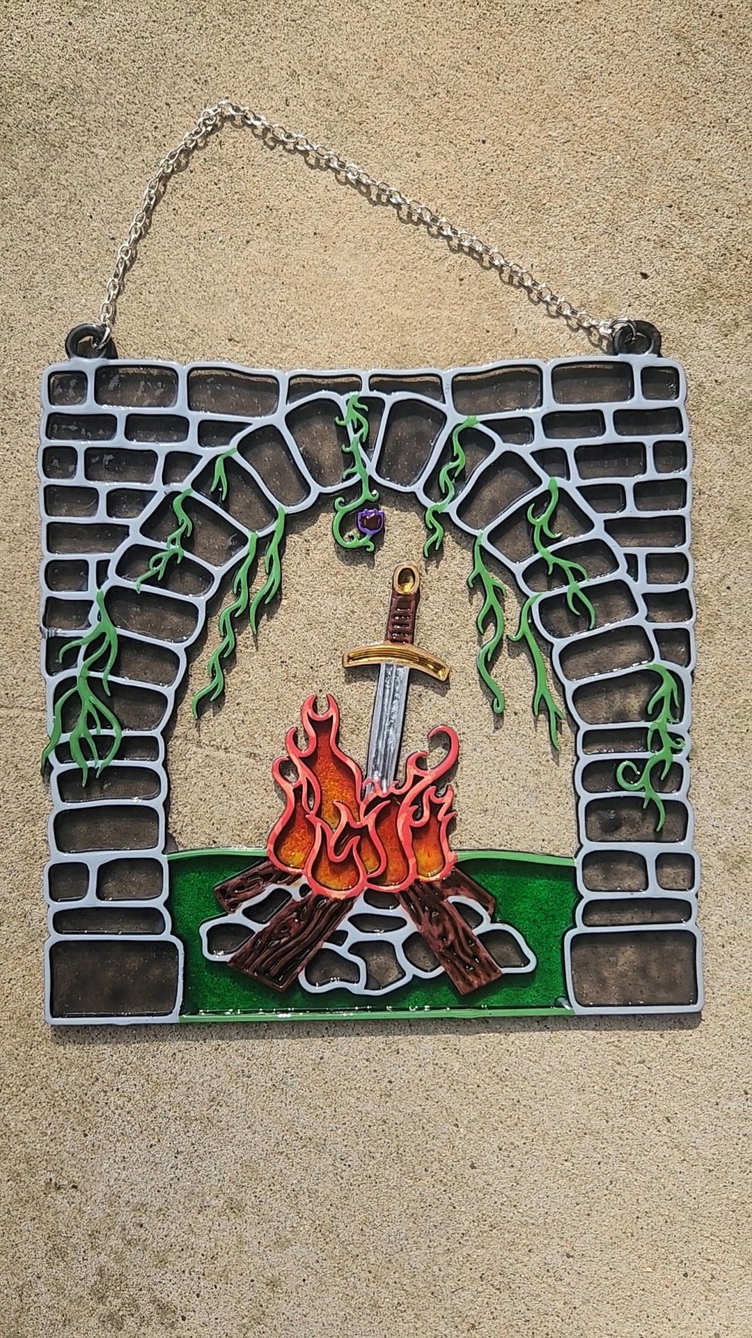 "Bonfire" Faux Stained Glass