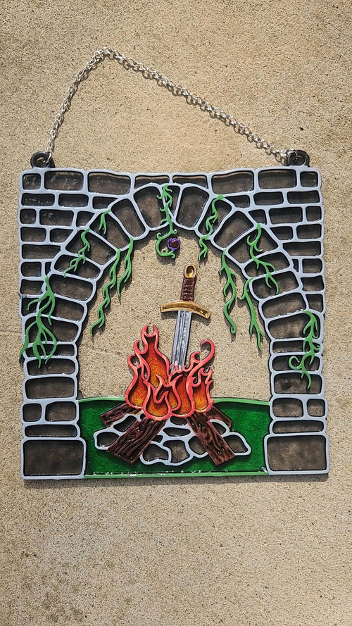 "Bonfire" Faux Stained Glass