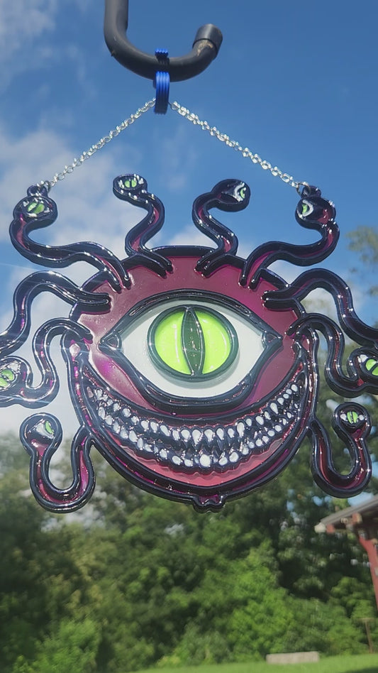 The Observer: 9 3/4" x 8 3/4" Hand-Painted Vitrail Acrylic Suncatcher
