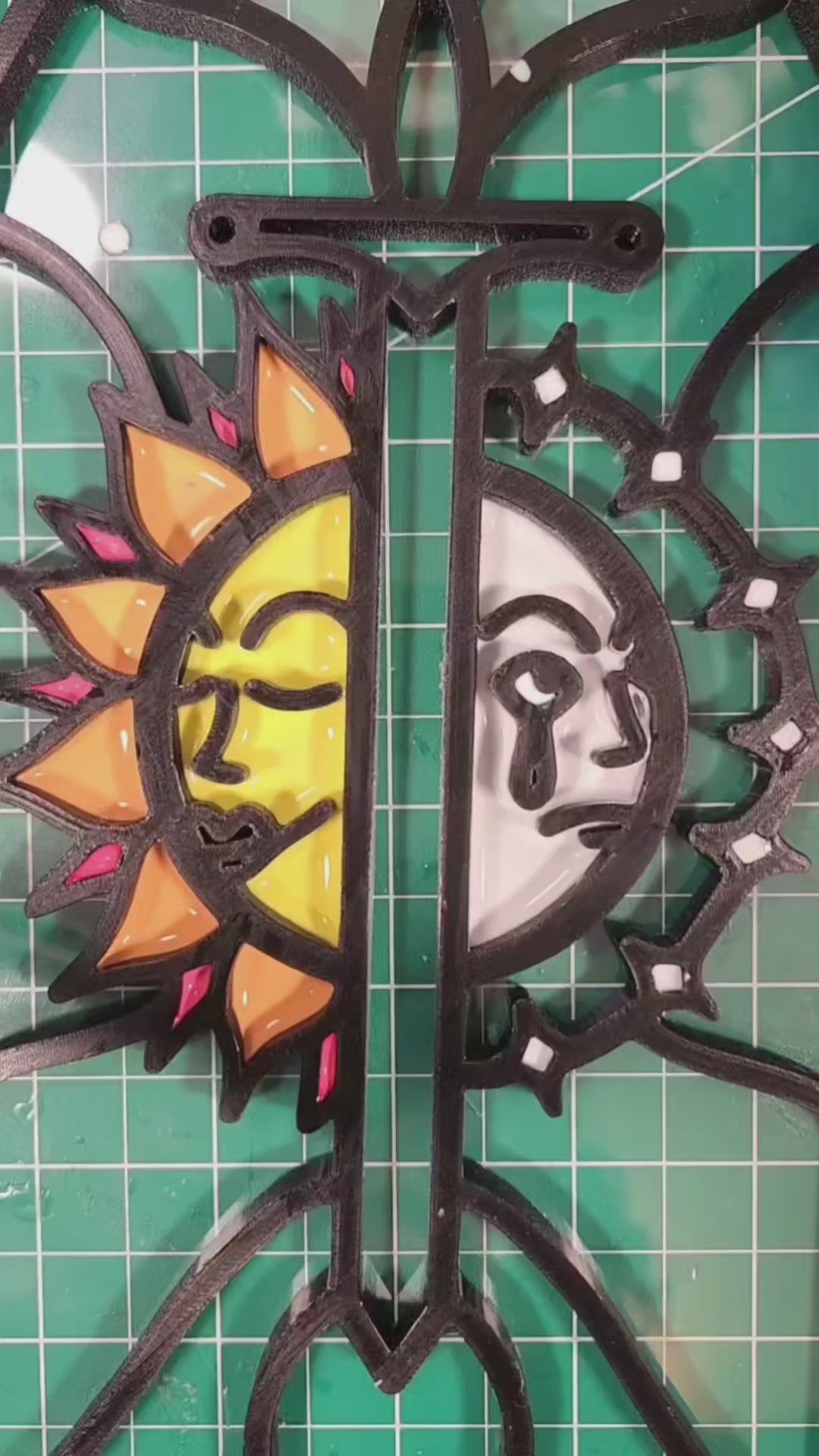 "Sun and Moon" Faux Stained Glass